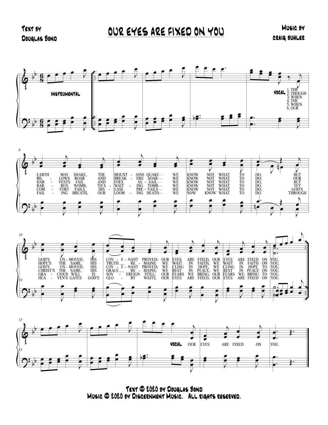 OUR EYES ARE FIXED ON YOU lead sheet