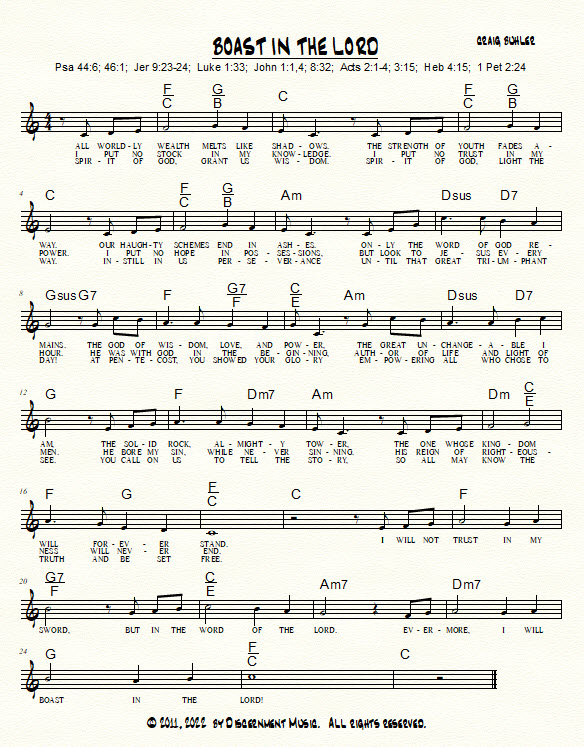 BOAST IN THE LORD lead sheet